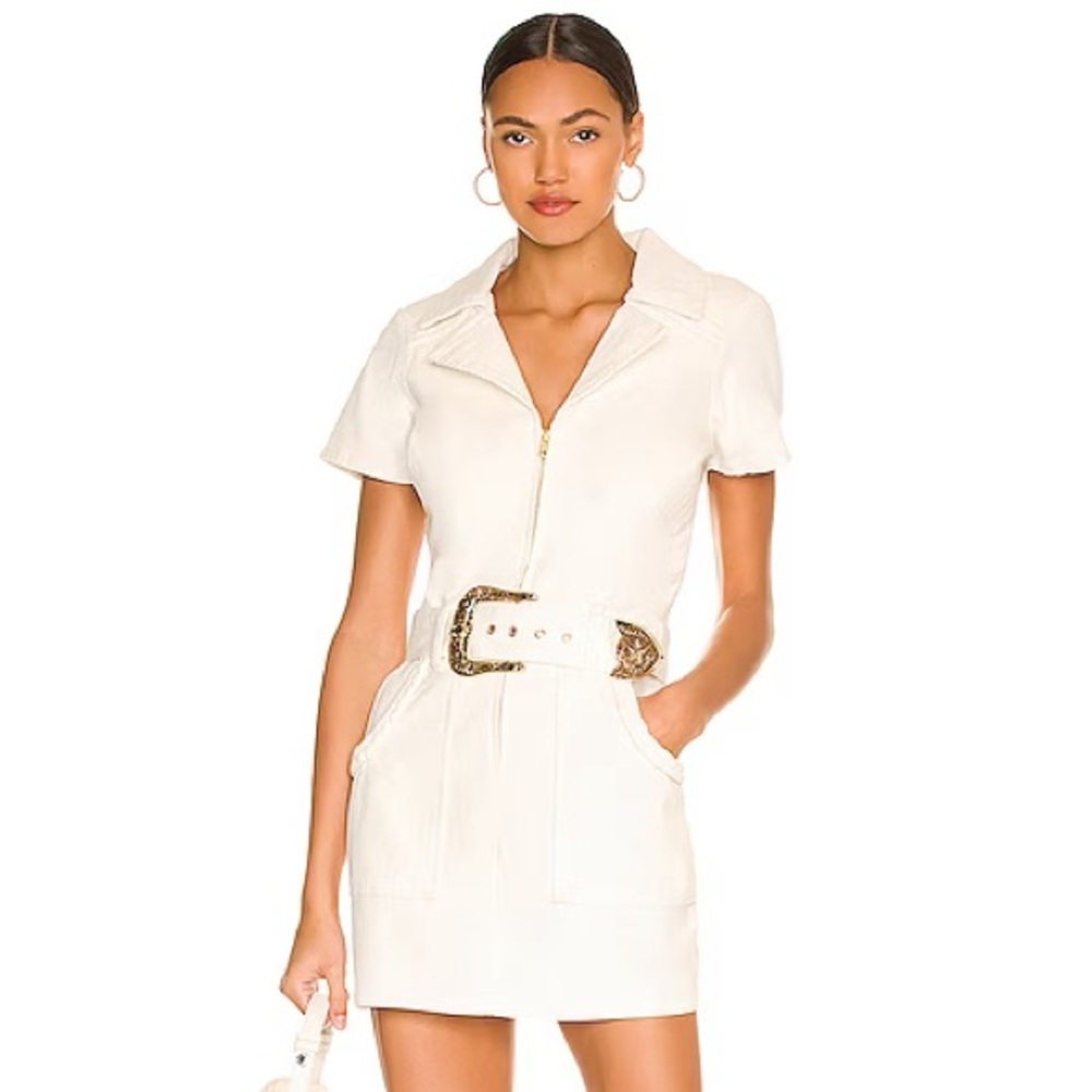 Show Me Your MuMu Cream Zipper Mini Dress
